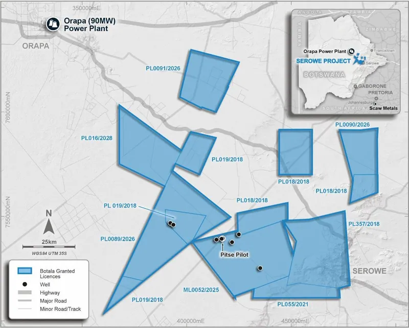Serowe CBM Project licences, including the three Prospecting Licences granted in September 2026