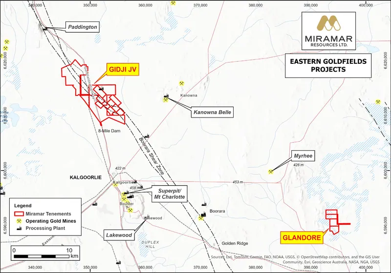 Figure 1.Eastern Goldfields Projects in relation to regional geology and operating gold mines