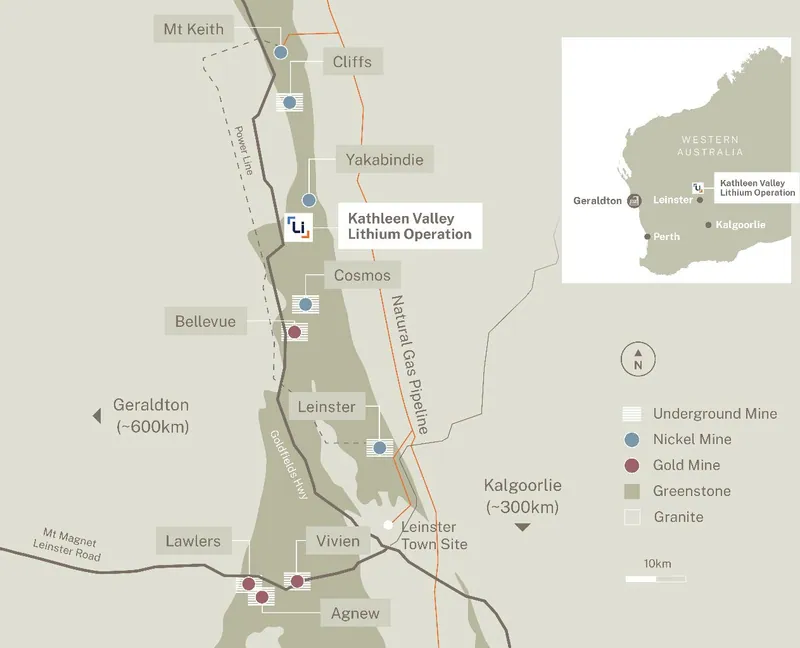 Figure I: Kathleen Valley Lithium Operation – Location and Geology Map