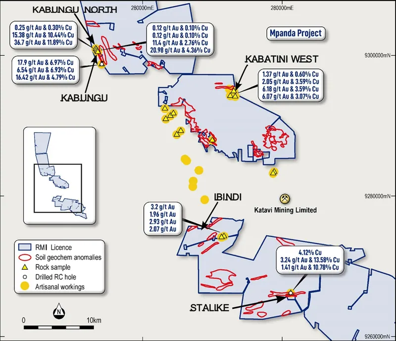 Target drill program locations combined with previous rock chip samples, RC drill hole, multiple historical workings and previous sample results3