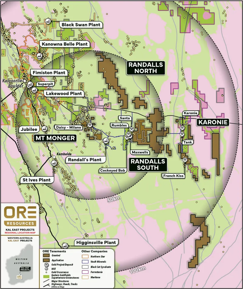 Regional Location Map – W.A. Goldfields Projects