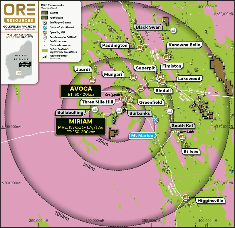Coolgardie Gold Projects – Location Map