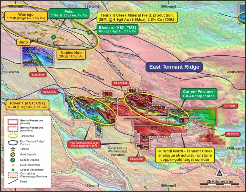 Kurundi Nth Project, with new applications, major structures and magnetic targets on-strike from Tennant Creek