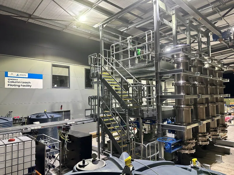 ANSTO column leach piloting facility, Sydney (refer ASX announcement 11 August 2026)