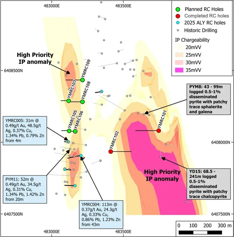 Yellow Mountain IP Geophysics with planned drilling and recent assay results1