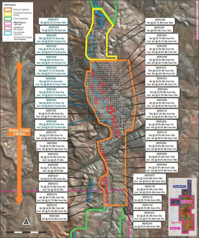 Compilation of significant iron and manganese drill intersects from the previous and drill programs announced in the quarter