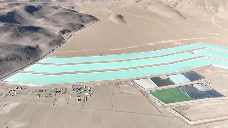 Halite Ponds 1-3 (centre), nanofiltration plant (bottom left) and final concentration ponds (bottom right)