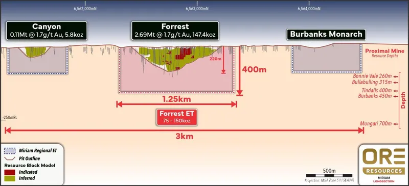 Miriam – Schematic Long Section