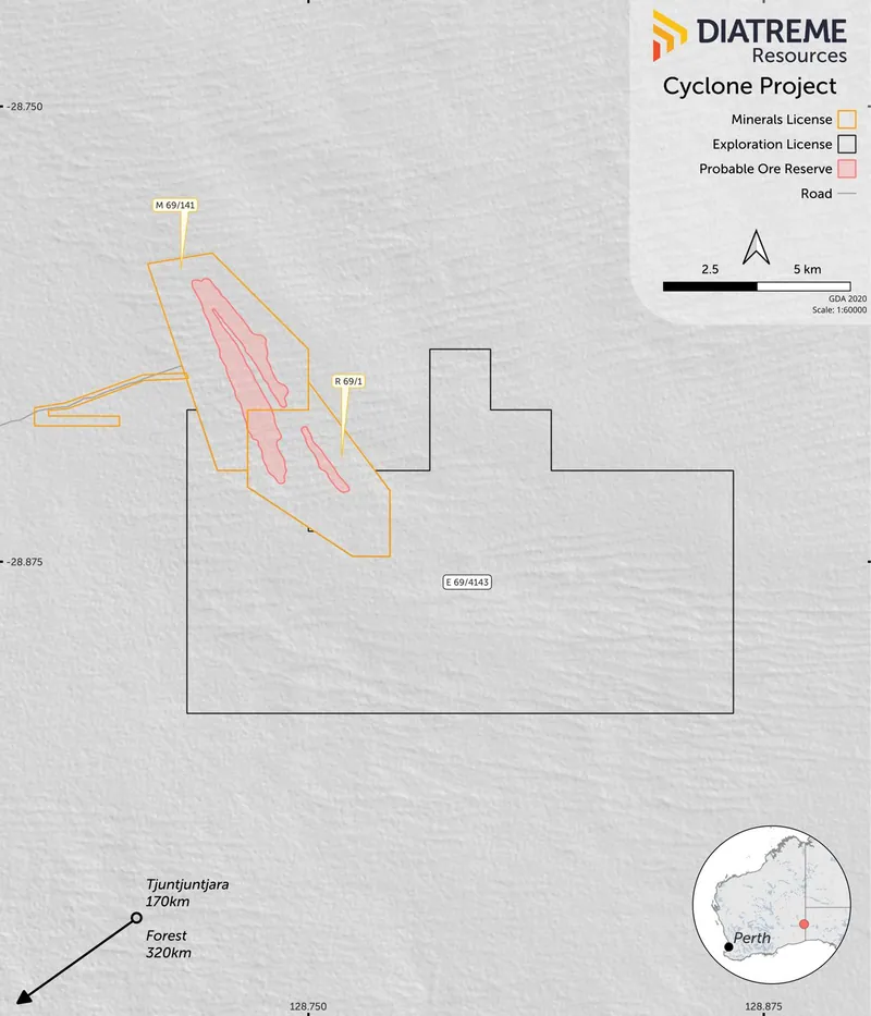 Cyclone Zircon Project outline, WA