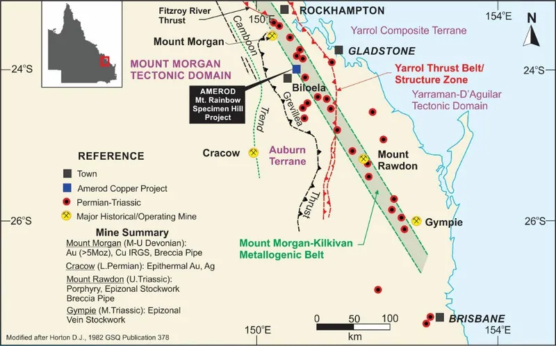 Regional metallogenic setting Mount Rainbow–Specimen Hill copper project in Queensland