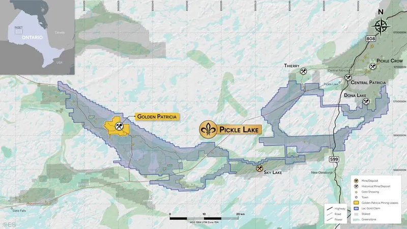 Pickle Lake project and Golden Patricia location