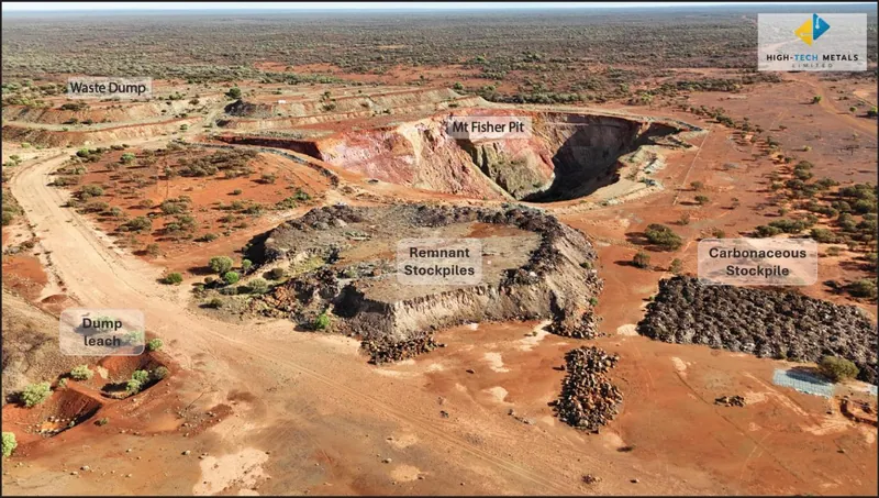 Mt Fisher Mine looking north-west showing historical pit, stockpiles and waste dump. WAGTAIL GOLD DEPOSIT (MT FISHER PROJECT)