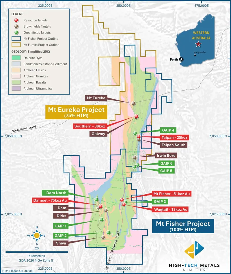 High-Tech Metals’ Mt Fisher and Mt Eureka Gold Projects, Resources and Prospects