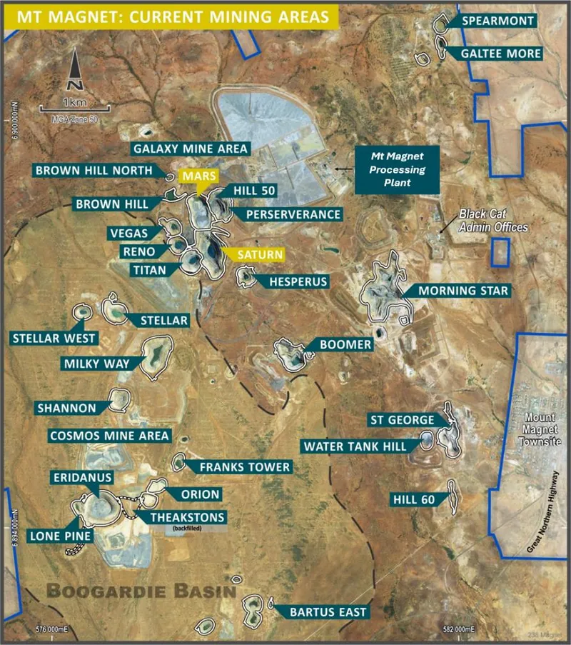 Mt Magnet current mining locations