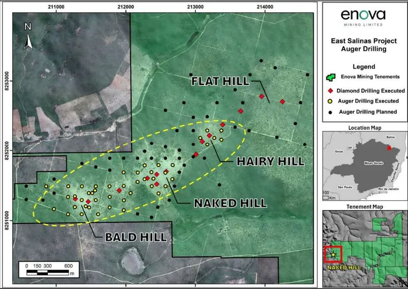 Naked Hill Project auger drilling collar locations (from ASX 28/9/26)