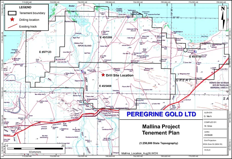 Mallina Gold Project - Heritage survey target area as referenced by proposed Drill Site Location.