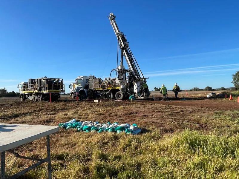 RC drill rig in operation