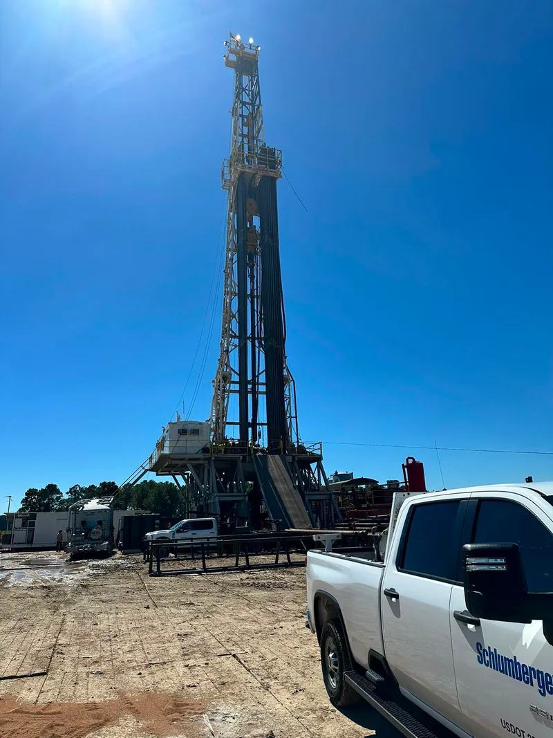 RFC Drilling Rig 103 at the Zydeco-1 well site, with Halliburton oilﬁeld service equipment in the foreground
