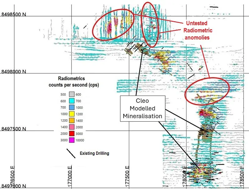 Radiometric survey showing untested uranium anomalies7