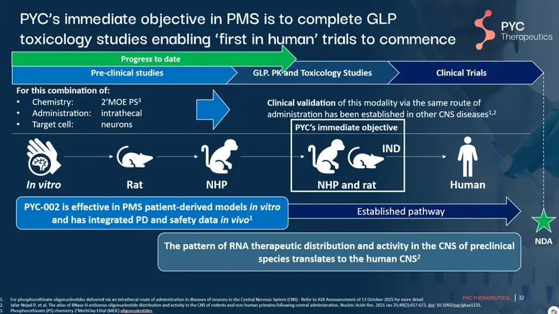PYC's proposed development pathway in the PMS program21