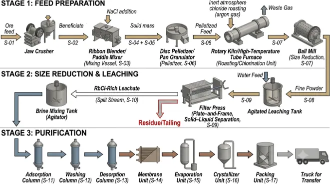 Updated integrated metallurgical flowsheet for Direct Rubidium Extraction (DRE): Roasting and Leaching of Rb-bearing Minerals