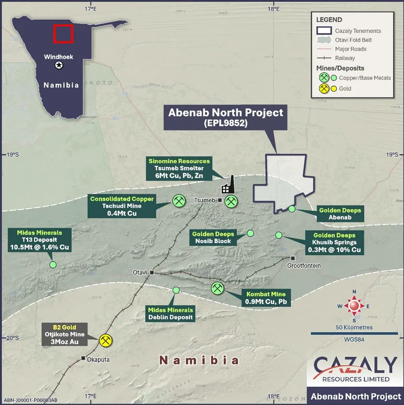 Location of the Abenab North Project within the Otavi Fold Belt
