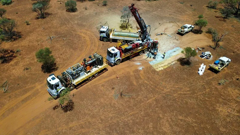 Topdrill’s Schramm 685 RC rig drilling the first holes at 140 Foot Well