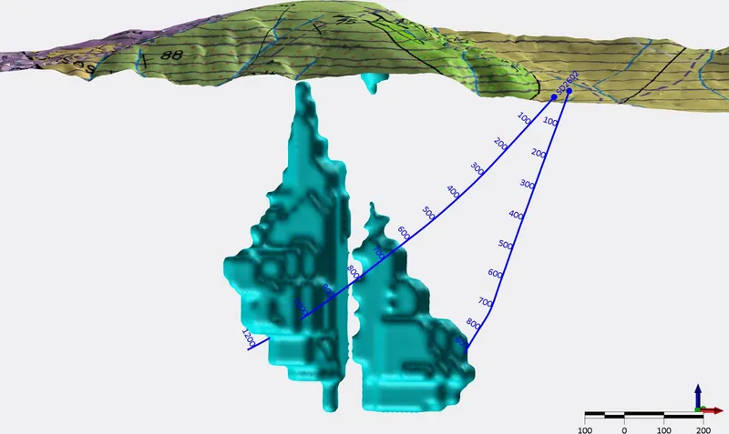 Zig Zag CSAMT Anomaly with drill trace from hole SD2602