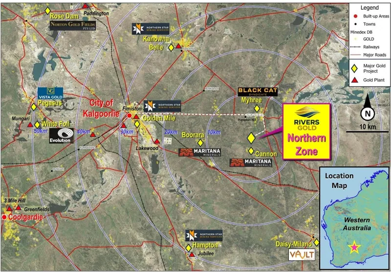 Northern Zone Project Map showing proximity to the Kalgoorlie "Super Pit"