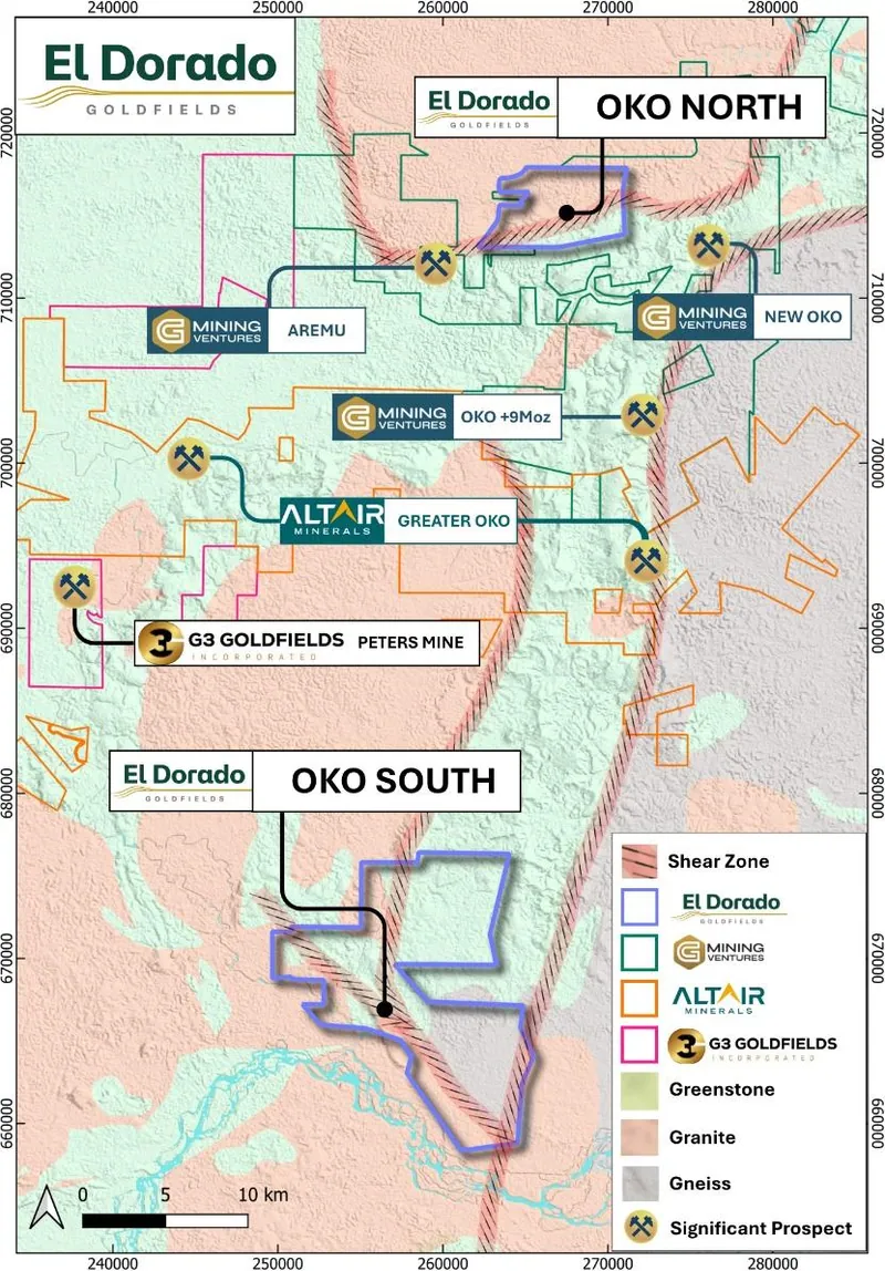 Map from El Dorado Goldfields Limited’s announcement “Quarterly Activity and Cashflow Report”