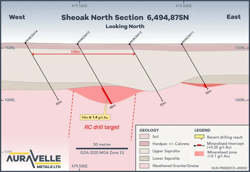Sheoak North Prospect – Cross Section 6,494,875N
