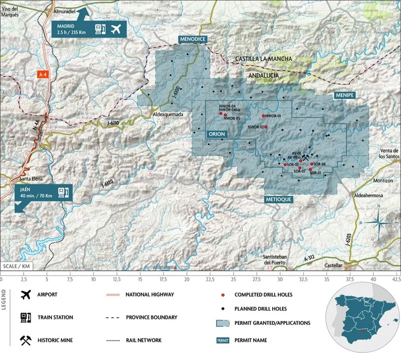 Map showing location of Orión EU Critical Minerals Project