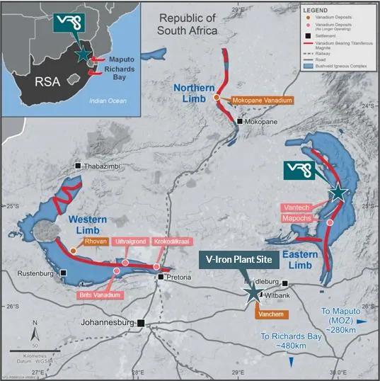 Nearby vanadium deposits, historical operations & processing infrastructure