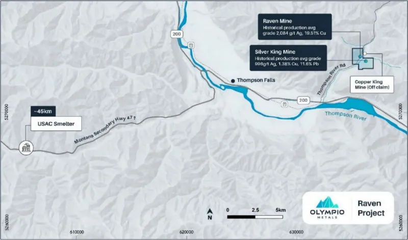 Location map of the Raven Project just 45km from the USAC Antimony Smelter