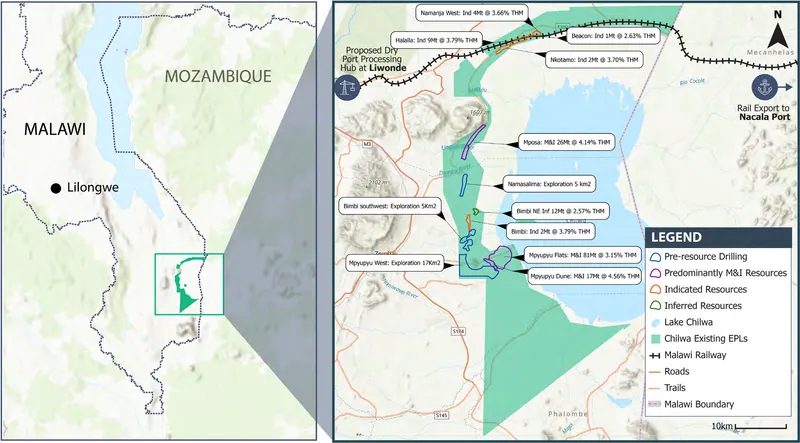 Chilwa Critical Minerals Project location and target locations (as at end-June 2026)