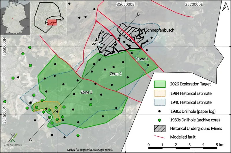Outline of the Exploration Target and its relationship to previous historical estimates and historical underground mining operations at Tannenberg