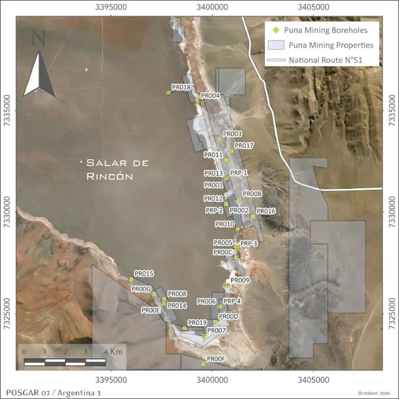 Rincon Lithium Project – Drillhole & Tenement Location Map