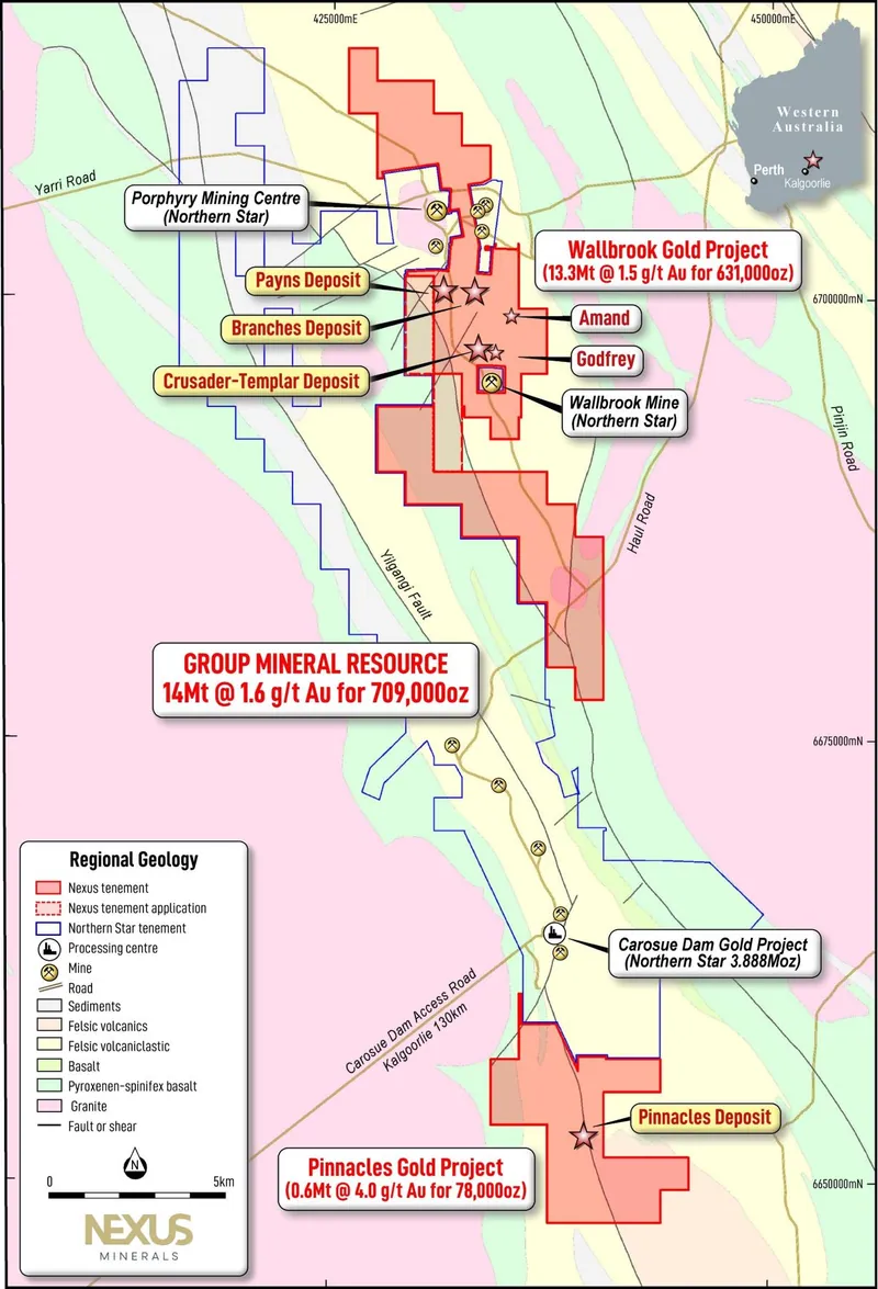 Nexus wallbrook GOLD project location MAP