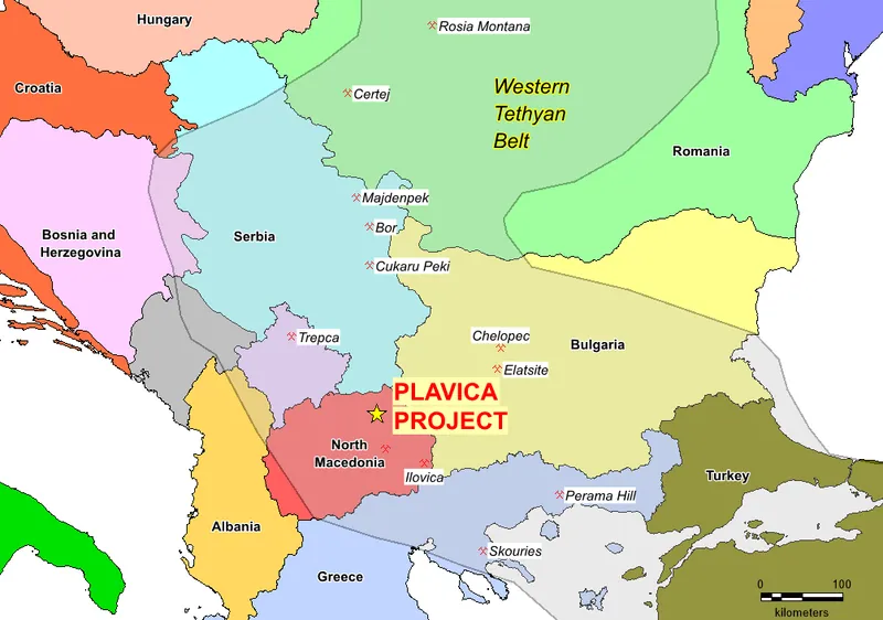 (above) Location of the Plavica Gold-Copper-Silver Project, North Macedonia