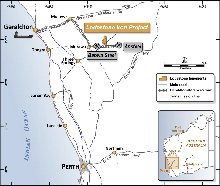 Lodestone Iron Ore Project location