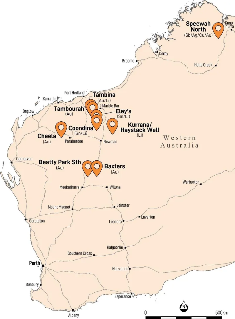 Tambourah Metals Project Locations