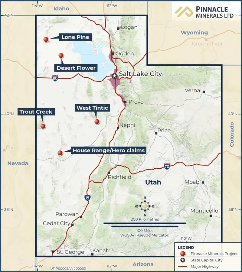 Location of the five Utah Projects