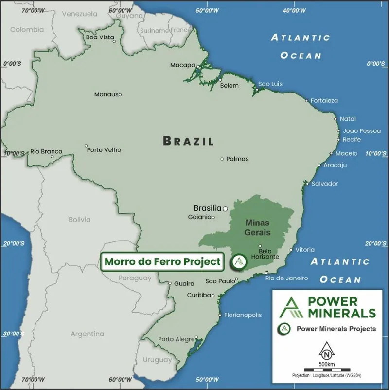 Location of Morro do Ferro Project, north of São Paulo, southern Brazil