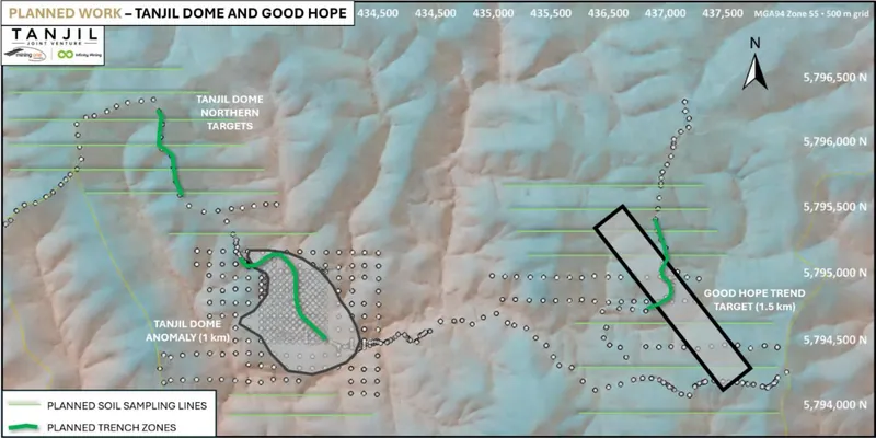 Planned work areas at Tanjil Dome and Good Hope