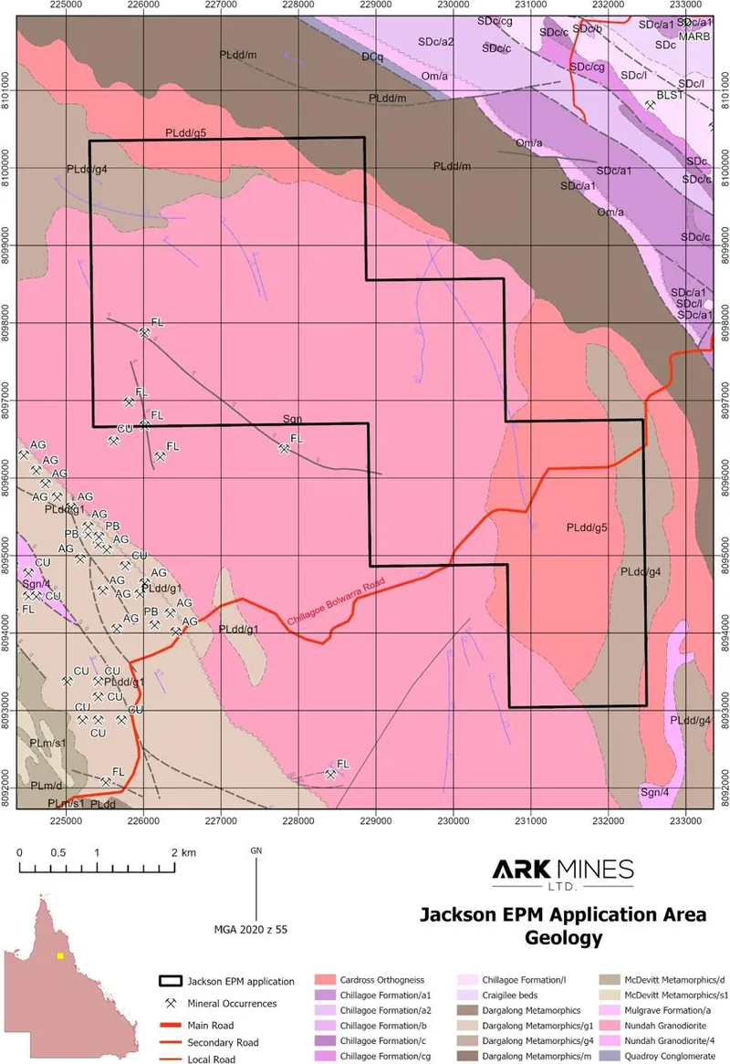 Map showing the geology of EPM 29189