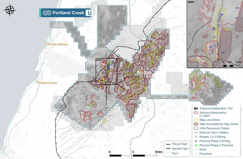 Phase 3 exploration program at Portland Creek, approximately 5,000 m of diamond drilling supported by approximately 1,000 m of trenching, targeting the interse…