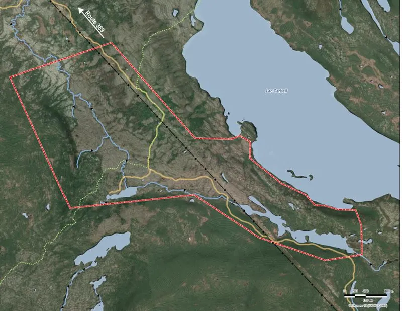 Lac Carheil Graphite Project: Environmental Survey Area for the project that includes all major site infrastructure