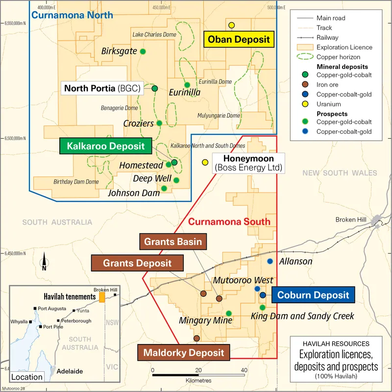 The Group’s project and prospect locations and tenement holding in the highly prospective but underexplored Curnamona Province, in northeastern South Australia