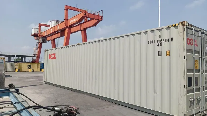 The first Firebird ADP equipment container awaiting loading at the port in China