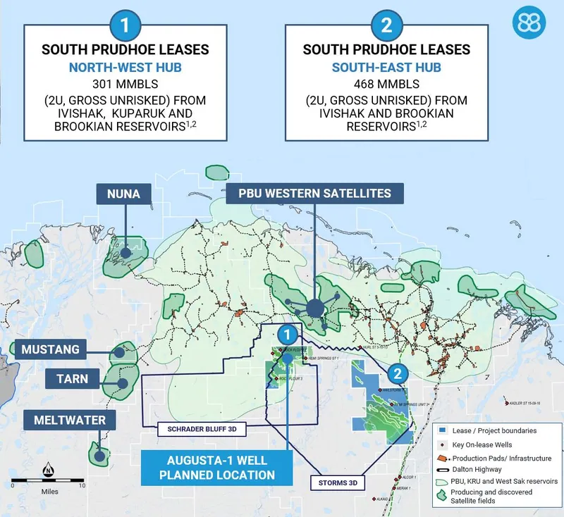 88 Energy’s North Slope position showing the planned location of the Augusta-1 exploration well